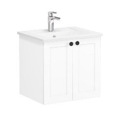 Vitra Root Classic 68687 Lavabo Dolabı, Kapaklı, 60 Cm, Mat Beyaz, Köşeli Lavabolu